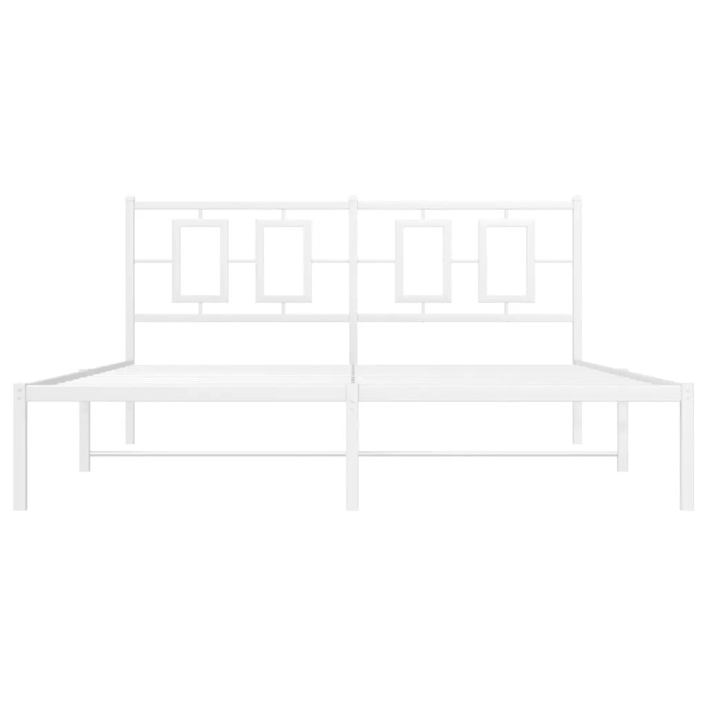 Giroletto con Testiera-Struttura Letto con testiera Metallo Bianco 150x200 cm 862914