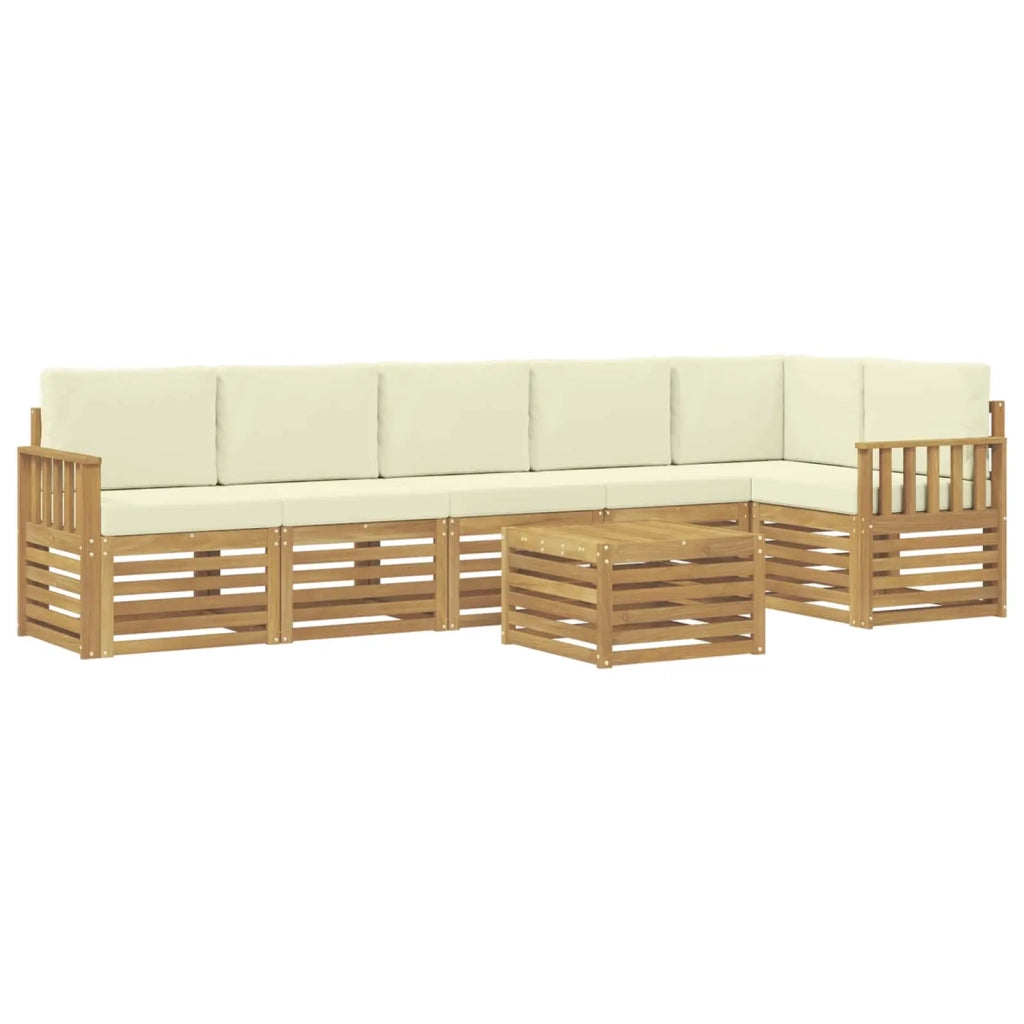 Set di divani da esterno 7 pcs Bianco e Crema 59 x 59 x 37 cm