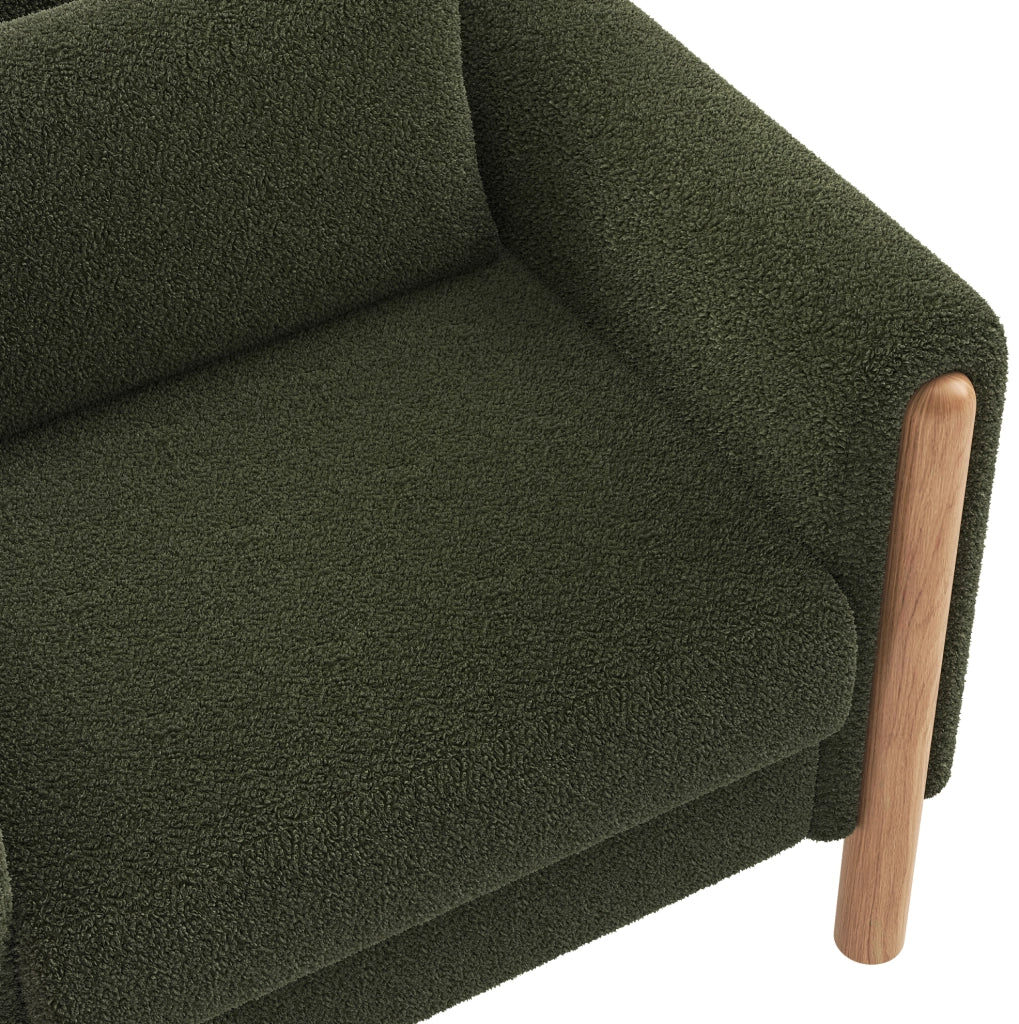 Poltrona lounge in tessuto teddy verde con cuscino 87x83x88,5 cm