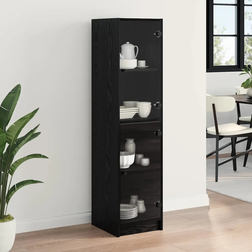 Credenza | Madia | Buffet da pranzo | Armadio da pranzo Rovere Nero 35 x 37 x 142 cm Legno multistrato