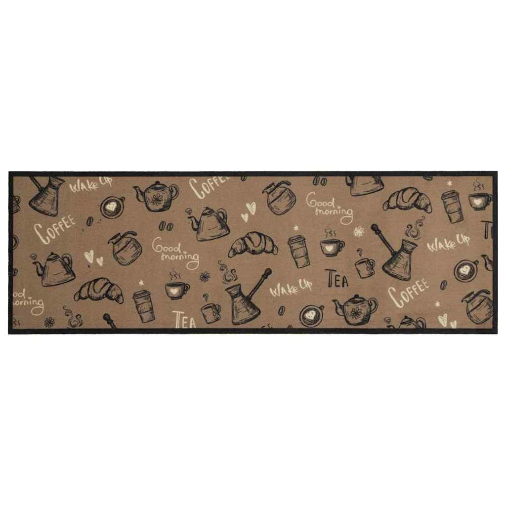 Tappetino da cucina lavabile design elegante per uso interno ed esterno 180 x 60 cm velluto marrone 02_0056427