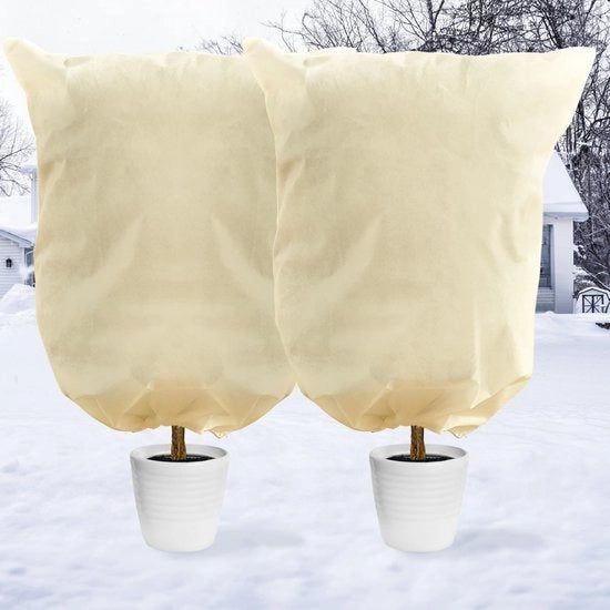 Set di protezione invernale per piante 2pz, sacco di protezione invernale per piante in vaso 100 x 120 cm con cordino e chiusura a rilascio rapido, velo di protezione riutilizzabile contro il gelo, il gelo e gli insetti