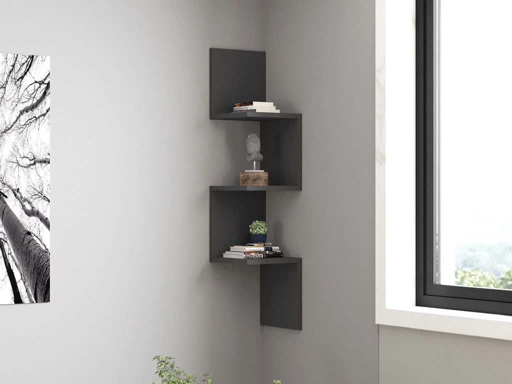 Mensola da parete in legno "Zikzak" 105,4 x 25 x 25 cm - Antracite