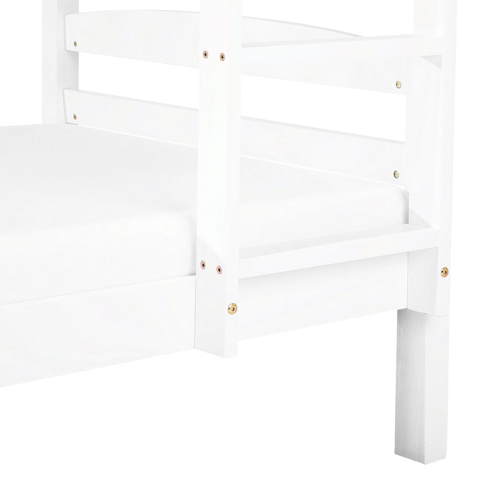 Letto a castello letto doppio in legno di pino bianco singola misura 90 x 200 per bambini in cameretta