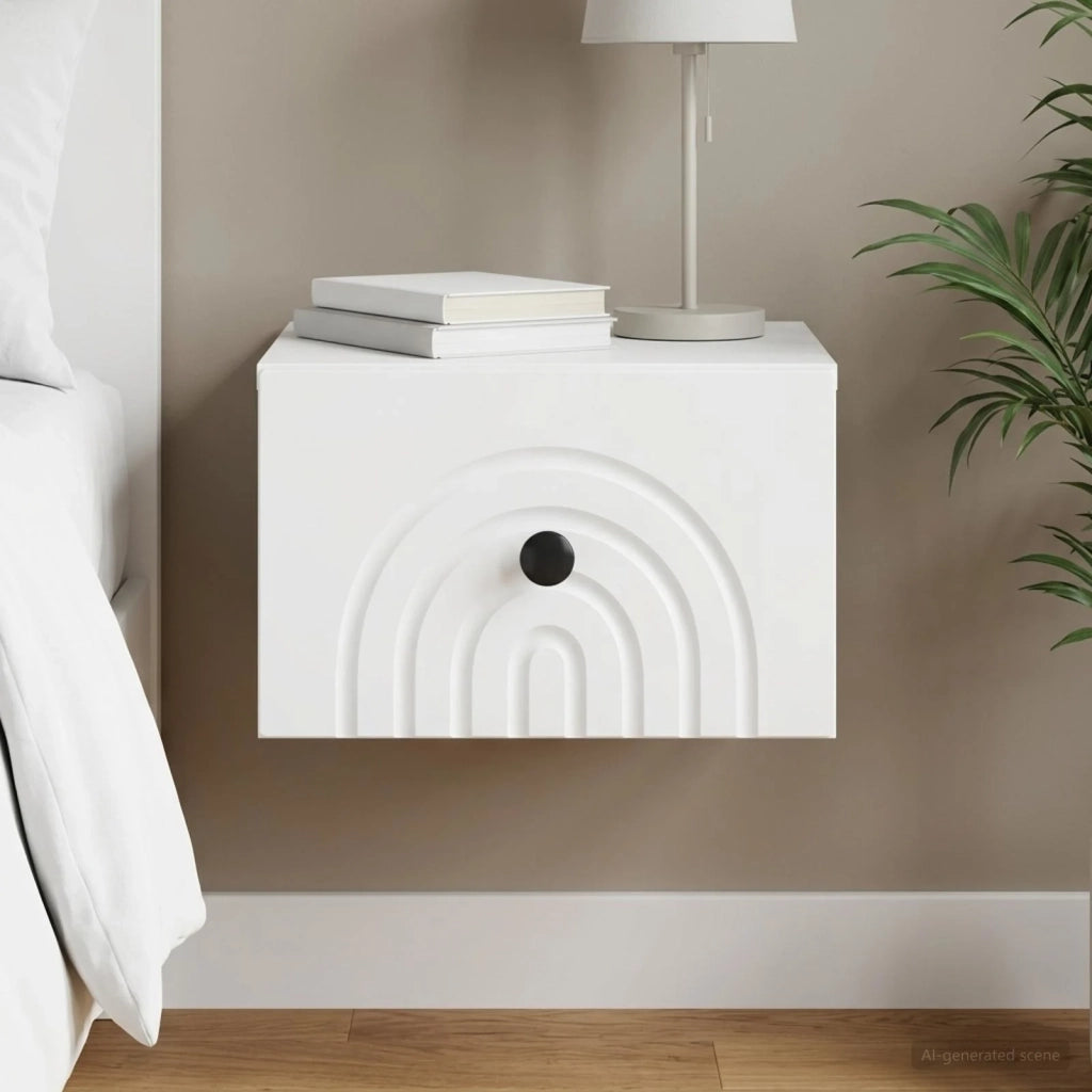 Mobiletto da notte a muro con cassetto Bianco 33 x 34,5 x 20 cm 898085