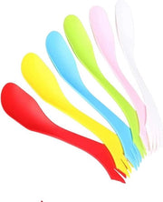 Set da Cucina Multifunzionale a 6 Pezzi - Spork Portatile e Riciclabile in Plastica - Utilizzo per Campeggio e Scuola