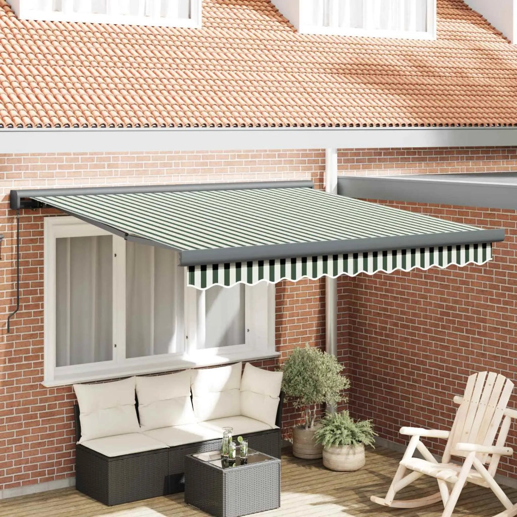 Tenda Retrattile Verde e Bianco 300 x 250 cm Tessuto e Metallo 3330191