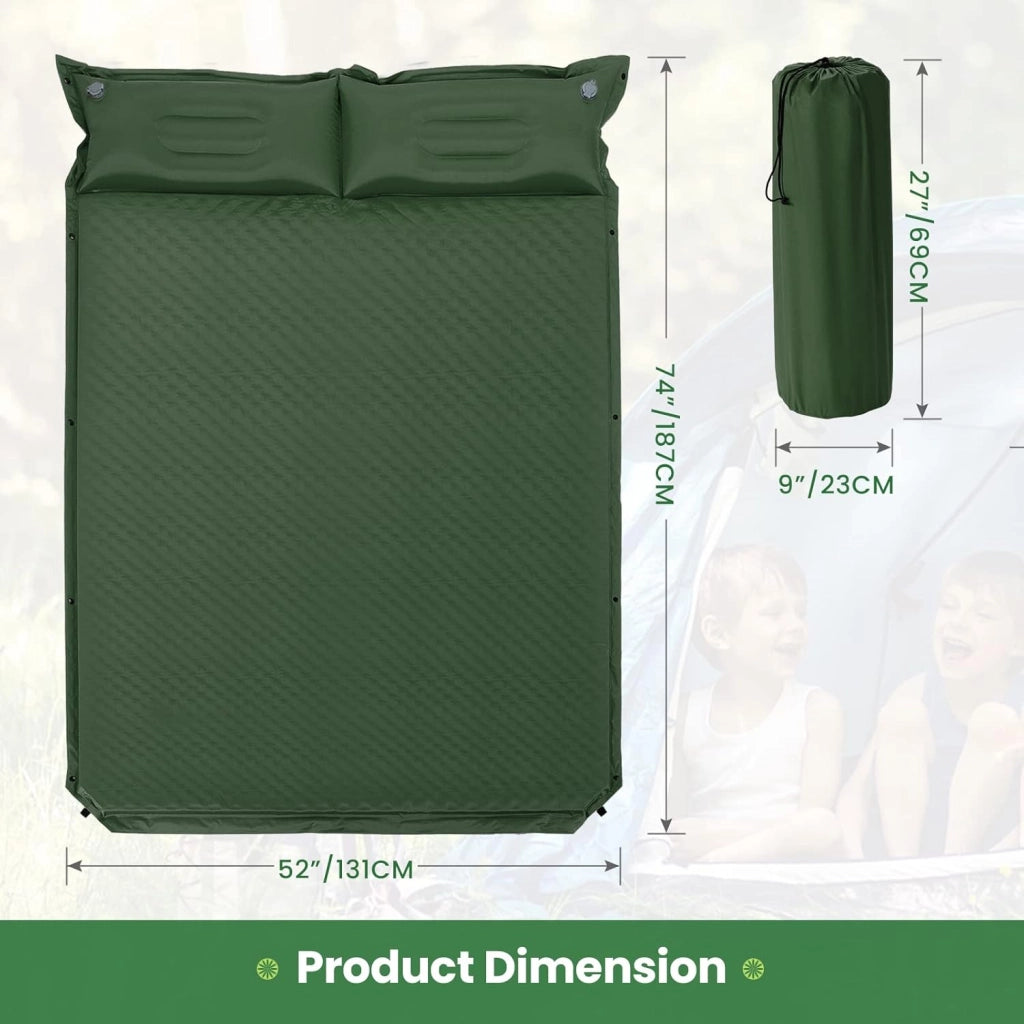 190 x 130 cm, materassino autogonfiabile per campeggio, materasso gonfiabile ad aria con cuscino, tappetino per dormire per 2 persone, impermeabile, materassino gonfiabile per escursioni