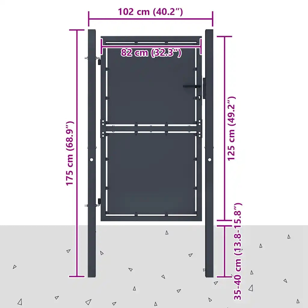 Cancello da Giardino in Acciaio 100x125 cm Antracite cod mxl 51971