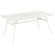 Tavolo da giardino in ferro zincato beige chiaro 160 x 90 cm, arredo da esterno verniciato a polvere, moderno