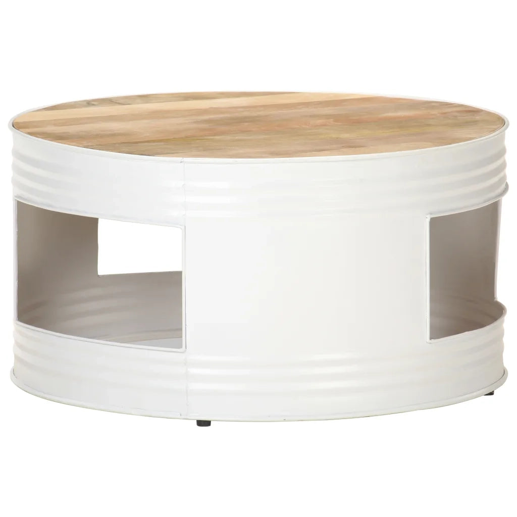 Tavolino da CaffÃ¨ Bianco 68x68x36 cm in Legno Massello di Mango cod mxl 57232