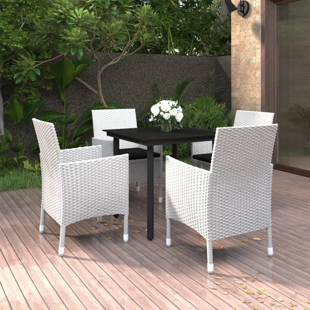 Set da Pranzo da Giardino 5 pz con Cuscini Polyrattan e Vetro cod mxl 38796