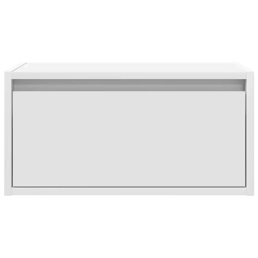 Set di 2 Comodini | Armadio da Notte | Mobiletto da notte a Parete con Luci LED Bianchi