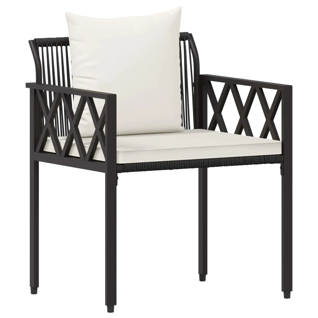 Set Mobili da Esterno 3 pcs Nero e Bianco Crema polyrattan 42025347