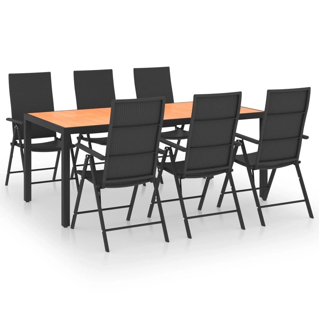 Set da Pranzo da Giardino 7 pz Nero e Marronecod mxl 72473