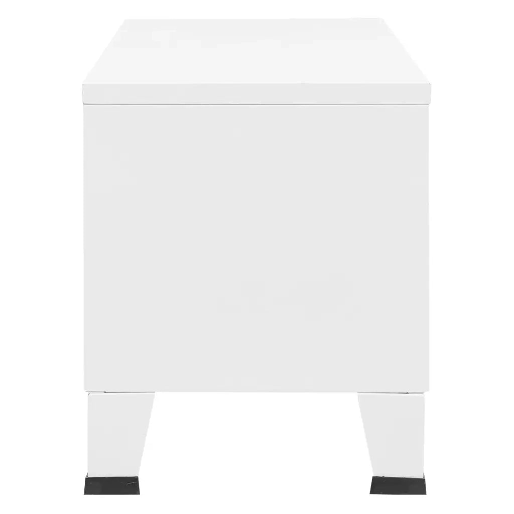 Mobile TV Industriale Bianco 105x35x42 cm in Metallo 339619