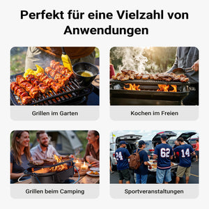 Pentola in ghisa con griglia, barbecue portatile a carbonella con sistema di aspirazione, 50x27x21 cm, griglia da campeggio