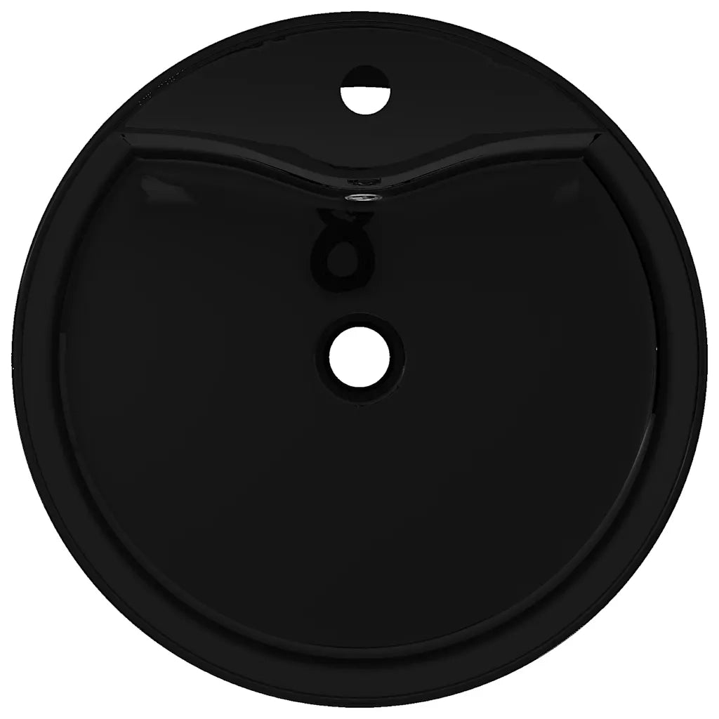 Lavandino bagno in Ceramica nera rotondo con Foro di trabocco cod mxl 40928
