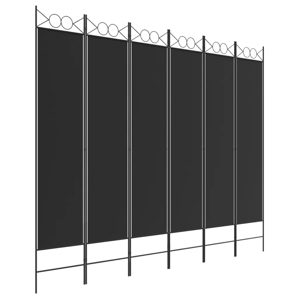 Divisorio a 6 Pannelli Nero 240x200 cm in Tessuto cod mxl 67084