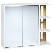 Mobiletto per bagno MDF con scaffali in bambù spazio di archiviazione arredamento per bagno bianco e legno chiaro
