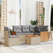 Set Divano da Giardino 6 pz con Cuscini Beige in Polyrattan