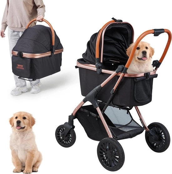 Buggia per cani pieghevole - Pieghevole - Alluminio - Impermeabile - Pneumatici grandi 10" - 105 x 85 x 59 cm - Peso 10.1 kg - Capacità 30 kg