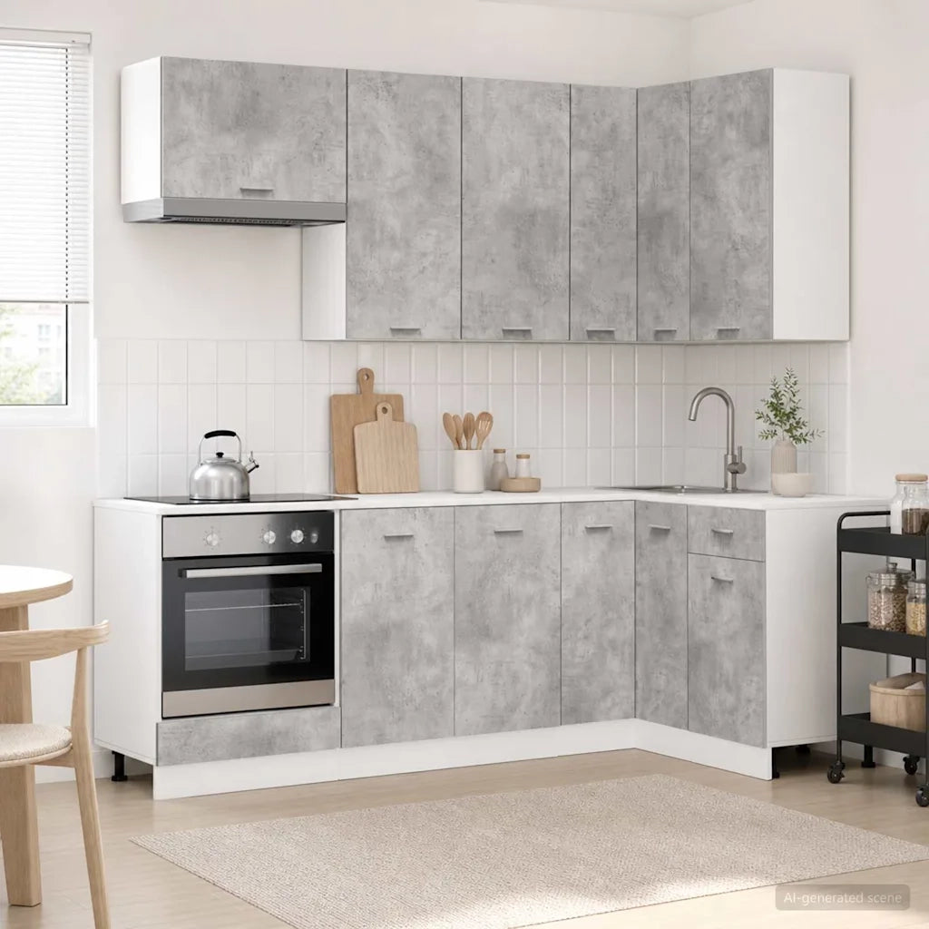 Unità Cucina LYON 8 pz Grigio Cemento Legno ingegnerizzato 3438434
