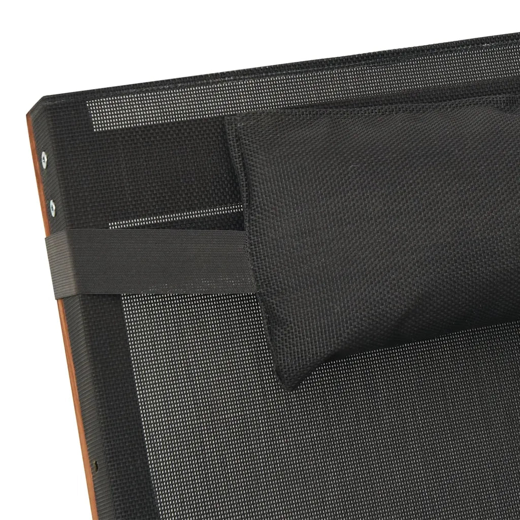 Lettino con Cuscino Grigio Textilene e Legno Massello di Pioppo 363473