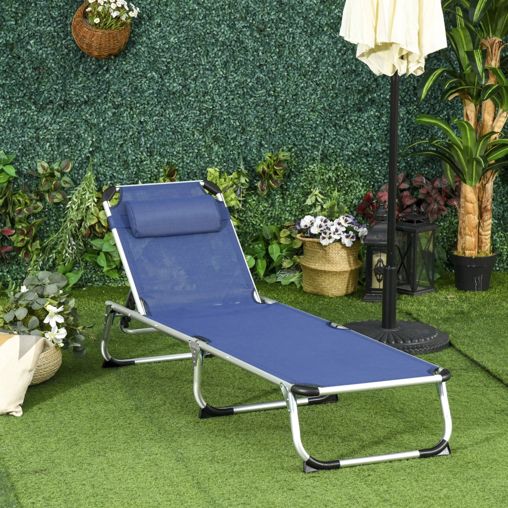 Sdraio da Giardino Pieghevole Poggiatesta e Schienale Regolabile Blu