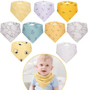Set di Bambaglie per Bambini 9 pezzi, Bandana Trigonale con Chiusura con Puntaspilli Regolabile, Bambaglia per Ragazzi, Ragazze e Neonati, Cotone e Assorbente