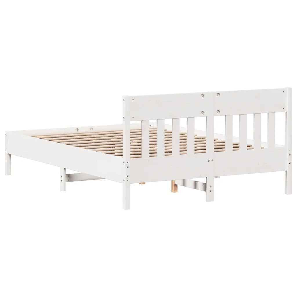 Letto senza Materasso Bianco 135x190 cm Legno Massello di Pino
