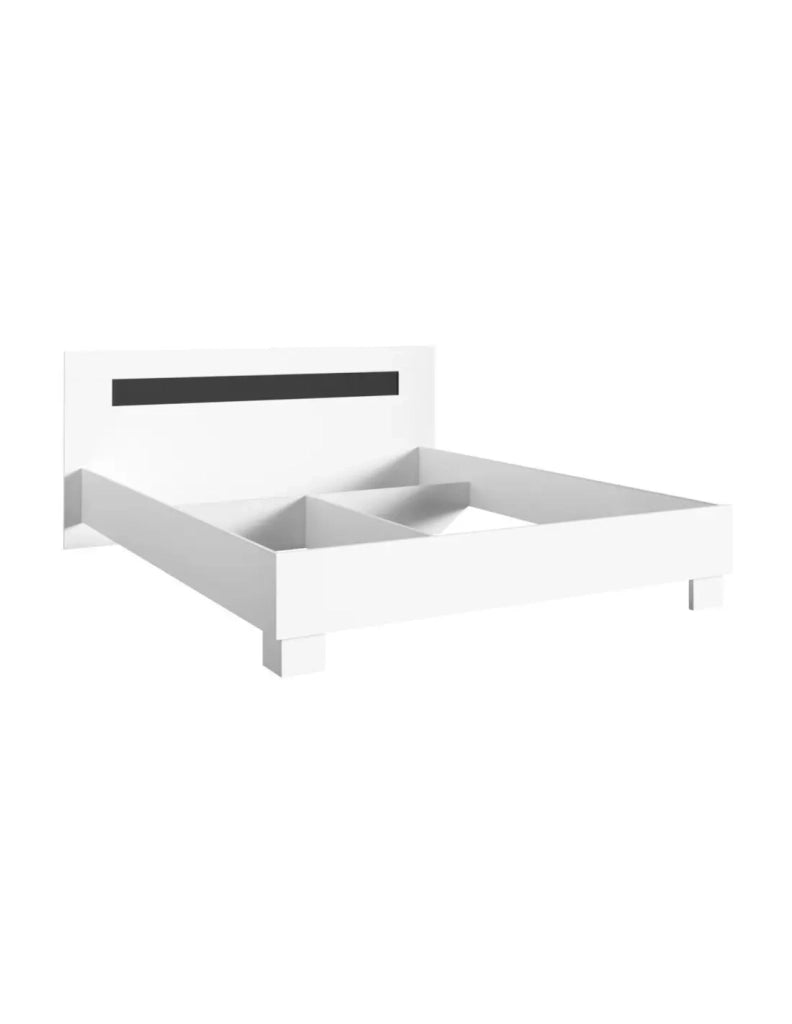 Set letto matrimoniale DUBLIN 160x200cm con doghe e 2 comodini – Bianco e nero lucido