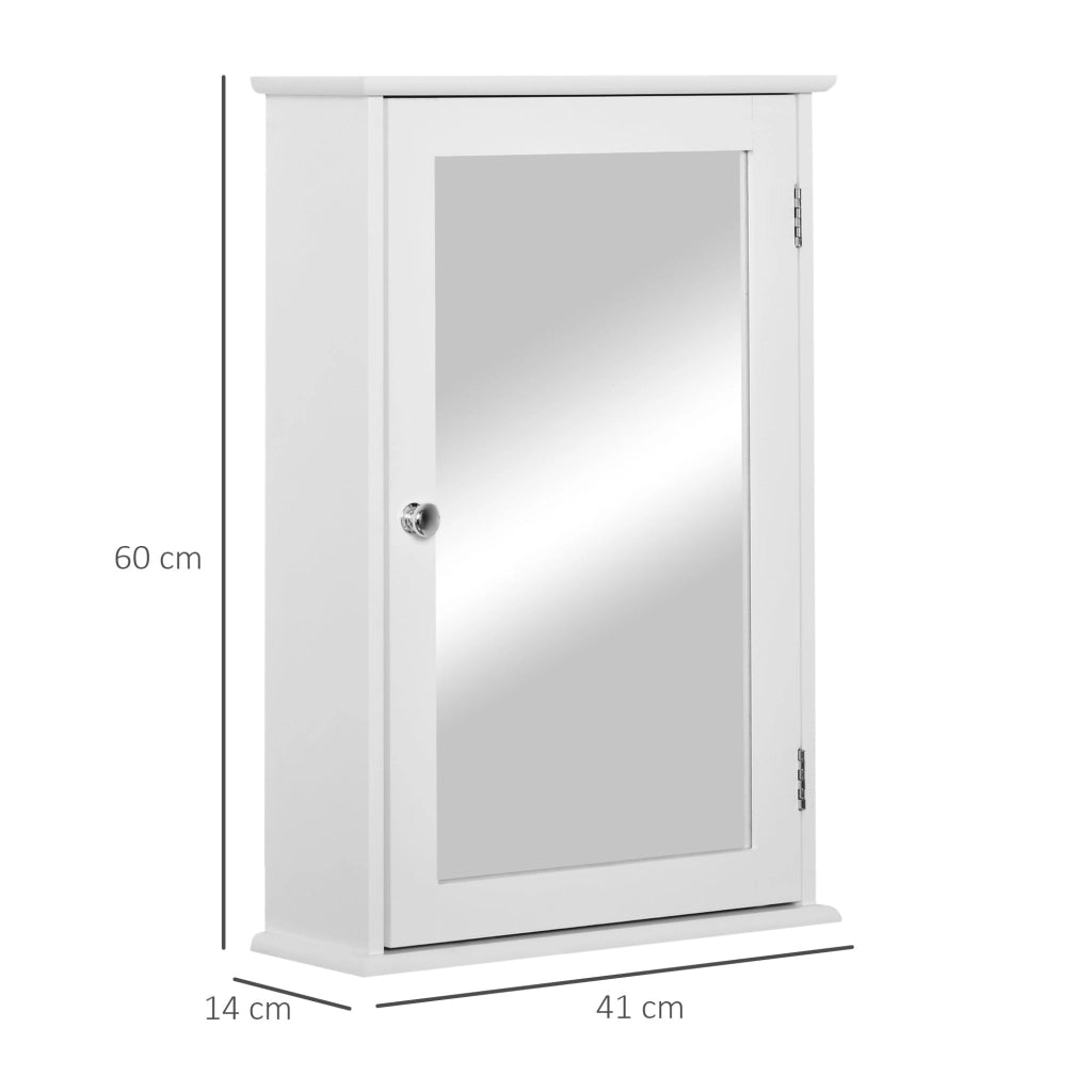 Pensile da Bagno 1 Anta Specchio 41x14x60 cm a Chiusura Magnetica Bianco