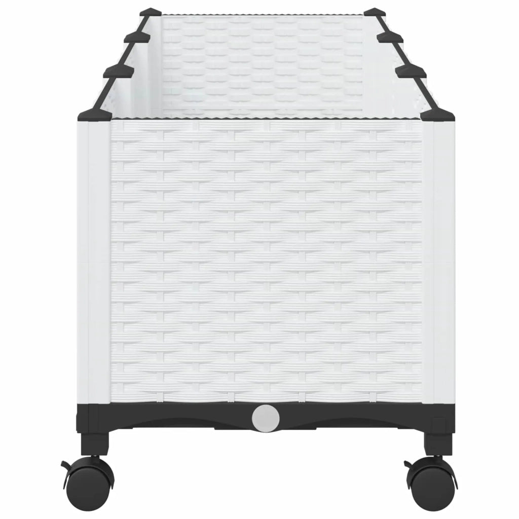 Vaso da Giardino con Ruote Bianco 120 x 40 x 48 cm PP 3423050