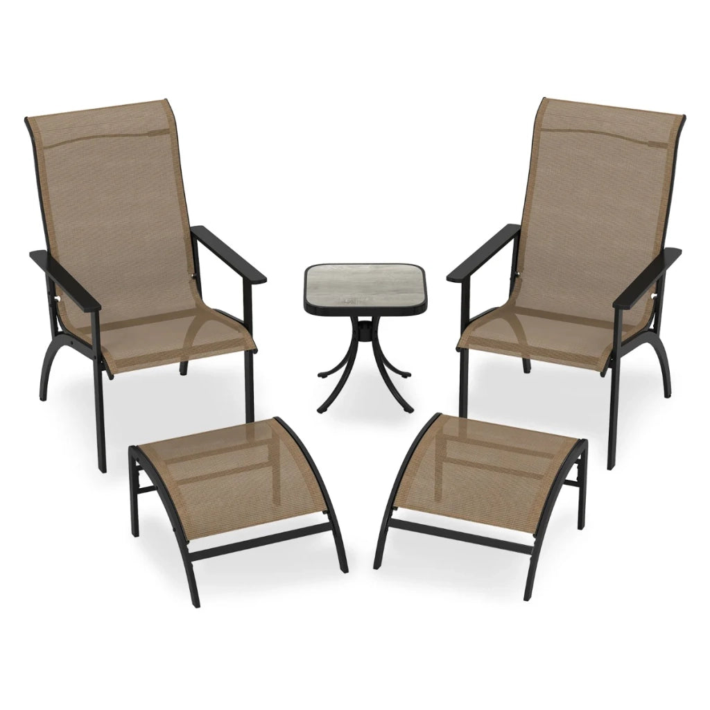Set di 5 mobili da esterno 81 x 65 x 106 cm comodi e pratici design rustico in tessuto marrone 20_0011823