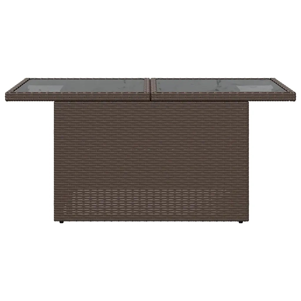 Tavolo da Giardino | Tavolino da esterno Piano Vetro Marrone 100x55x73 cm Polyrattan