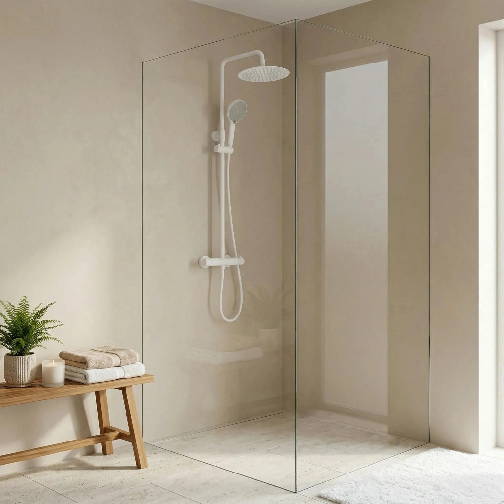 Set Doccia Senza Bocca Di Erogazione Con Termostato Rea Lungo White