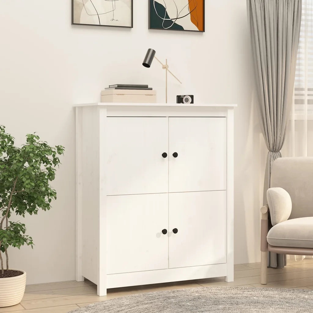 Credenza | Madia | Buffet da pranzo | Armadio da pranzo Bianca 83x41,5x100 cm in Legno Massello di Pino