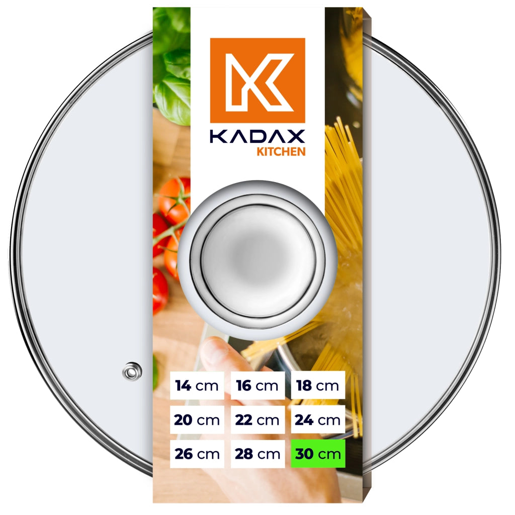 Coperchio in vetro KADAX da 30 cm, universale, resistente al calore, per pentole e padelle.
