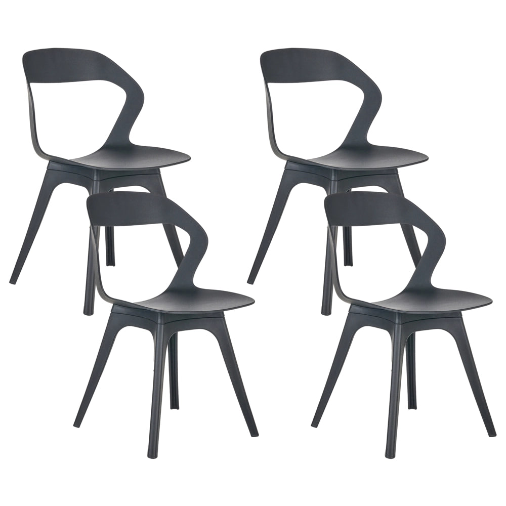 Set di 4 sedie da giardino in polipropilene nero, leggere, resistenti alle intemperie, in plastica, per interni ed esterni, moderne