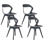 Set di 4 sedie da giardino in polipropilene nero, leggere, resistenti alle intemperie, in plastica, per interni ed esterni, moderne