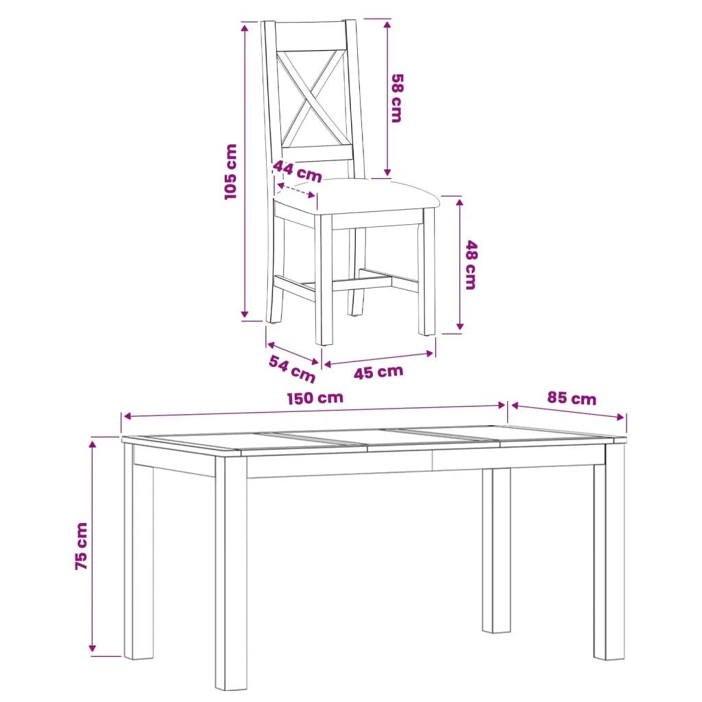 Set da pranzo 5 pz Beige Legno di Quercia Massello 3430363
