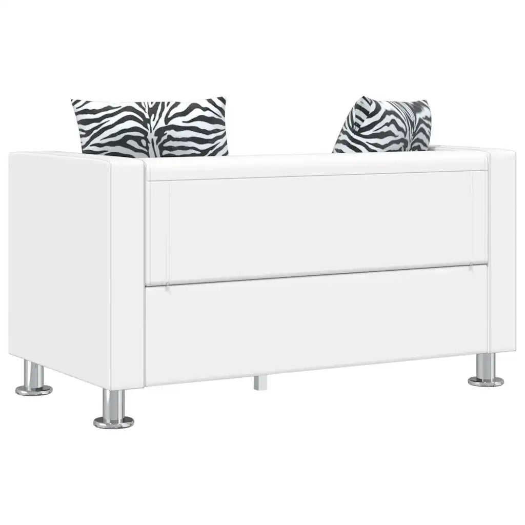 Divano a 2 Posti in Similpelle Bianco   cod mxl 13816