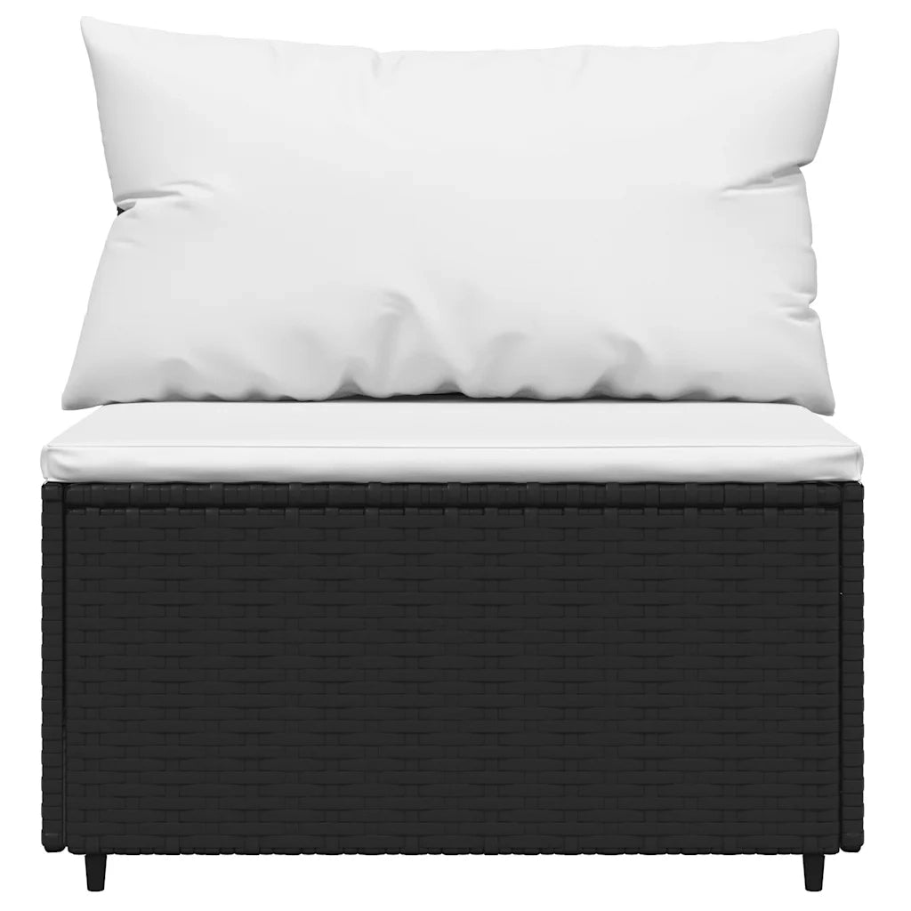 Set Divani da Giardino 4 pz con Cuscini Nero in Polyrattan 319736