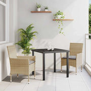 Set da Pranzo per Giardino con cuscino 3 pcs Beige polyrattan 3379793