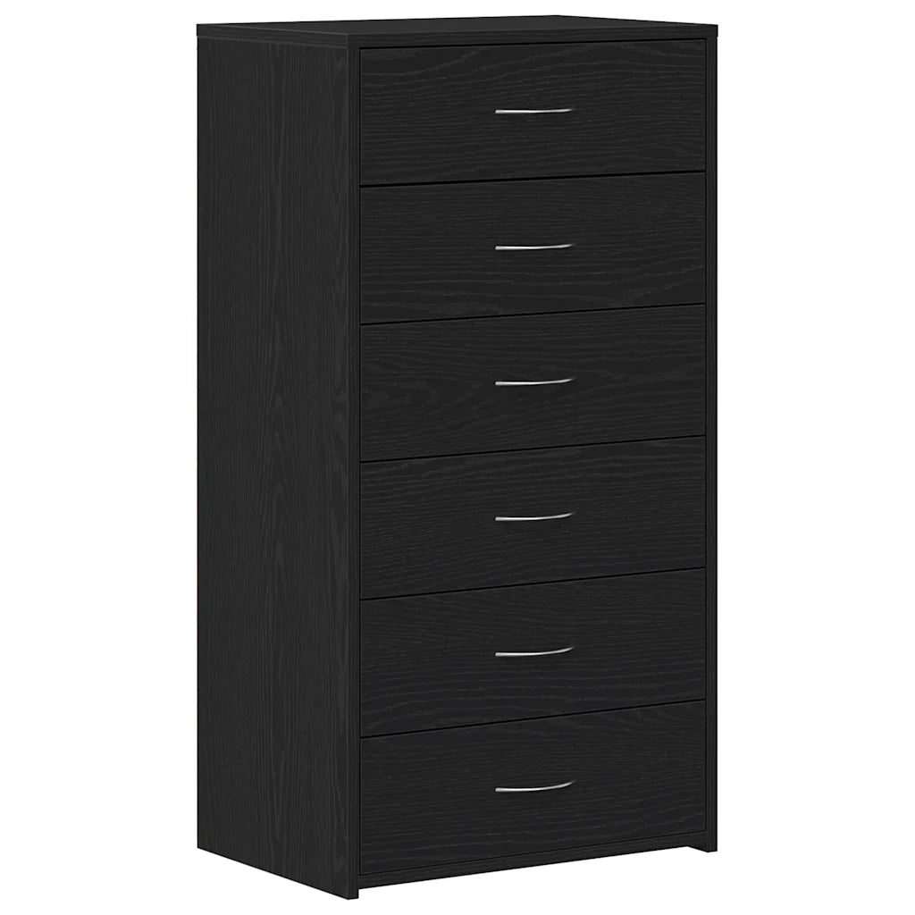 Credenza con 6 Cassetti Rovere Nero 50x34x96 cm in Truciolato 862442