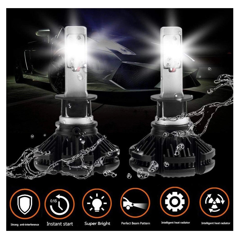 Trade Shop - Coppia Lampade Led Auto Fari H1 X3 Kit Lampadine 50w 6000 Lumen Ip67 -