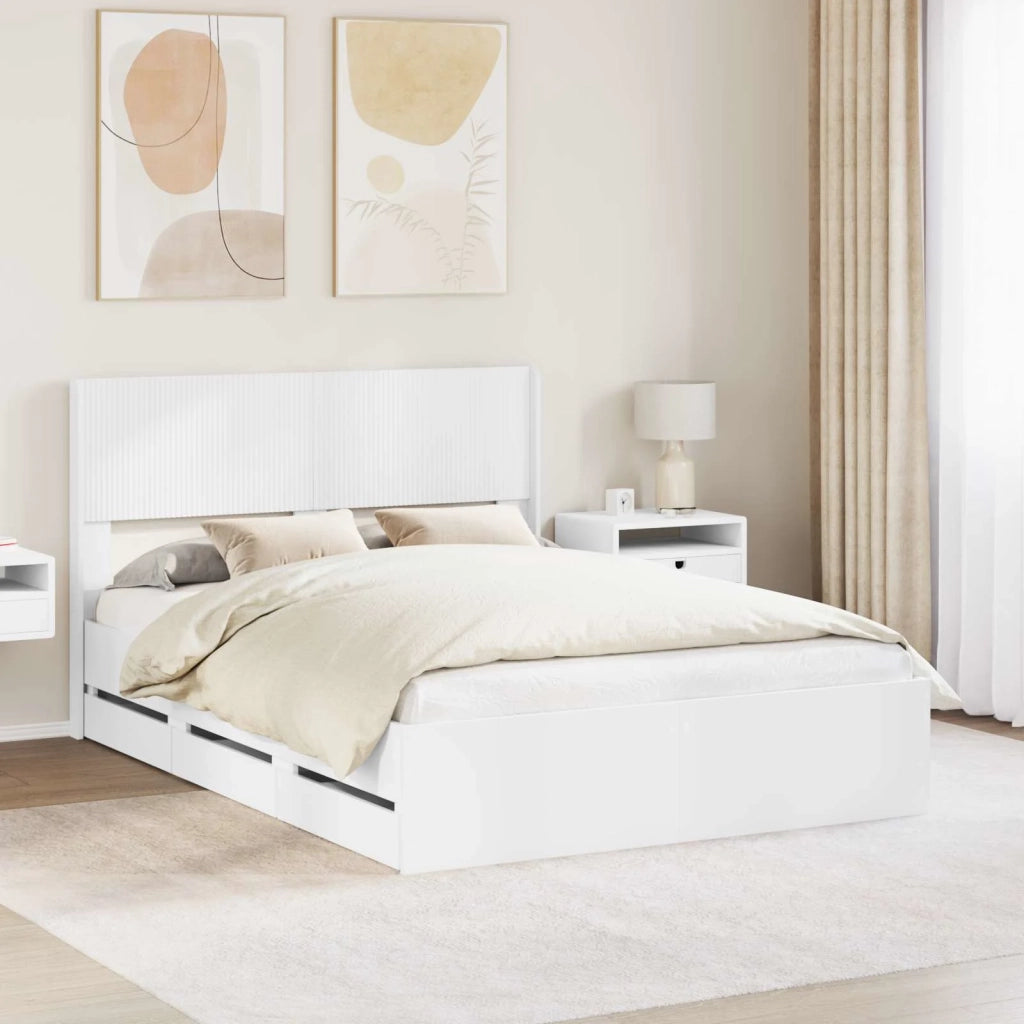 Struttura del letto con stoccaggio e testata Bianco 3414305