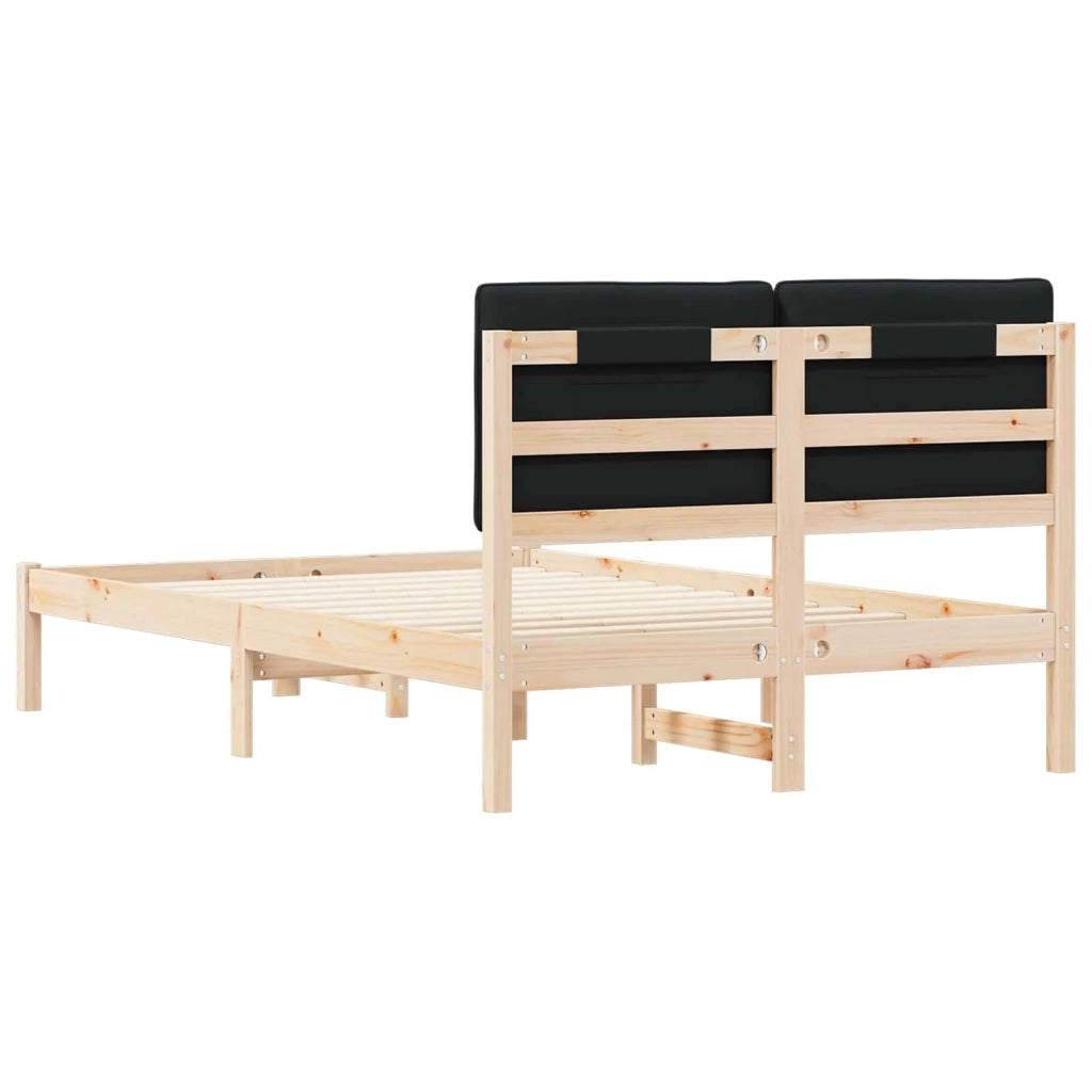 Letto con Testiera Rivestita Naturale e Nero 120 x 200 cm