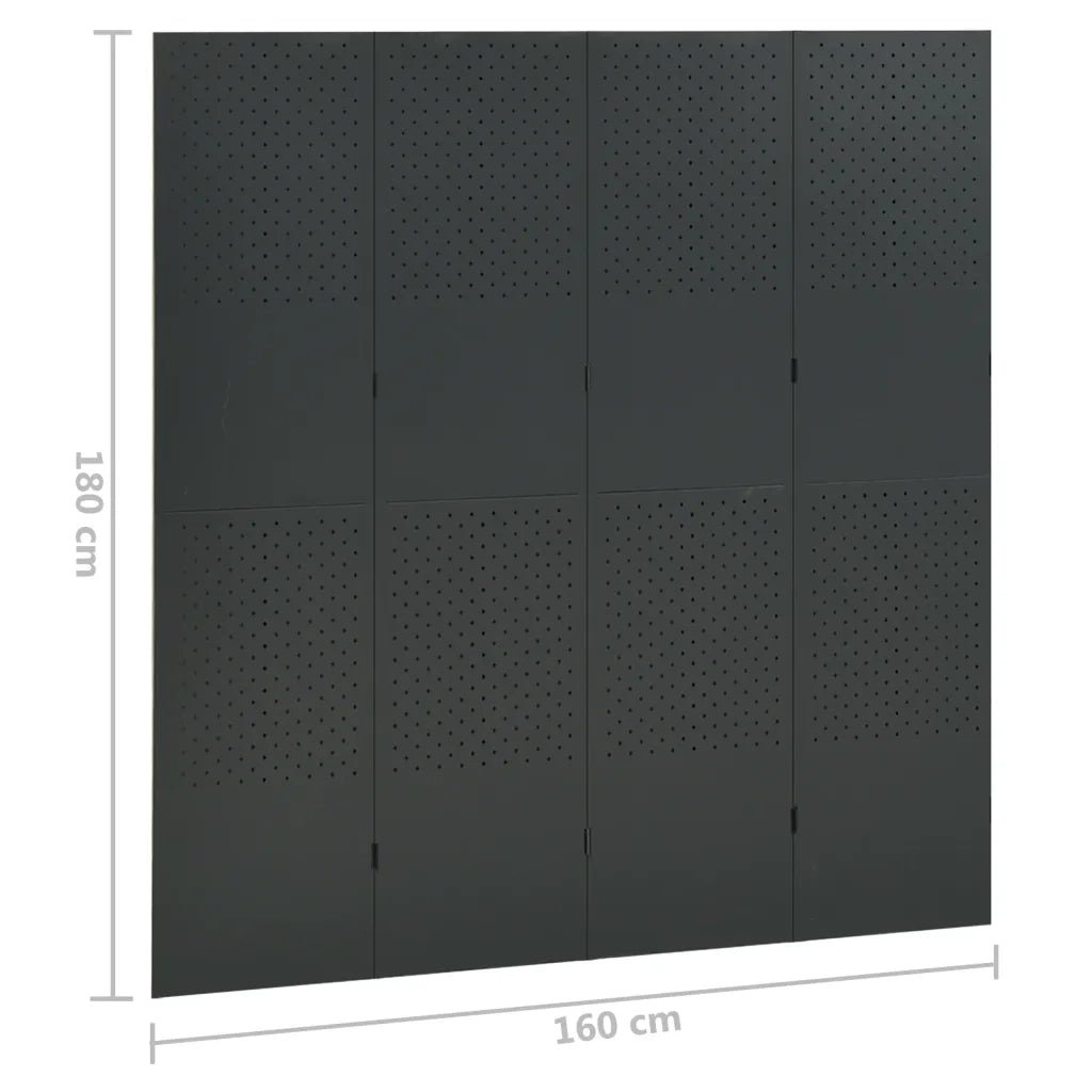 Paravento a 4 Pannelli Antracite 160x180 cm in Acciaio cod mxl 77997